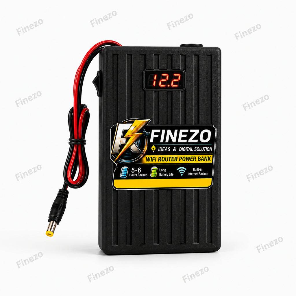Finezo WiFi Router Power Bank 12V – Router UPS with LED Digital Voltage Display, 5-6 Hours Backup, Portable WiFi Power Backup