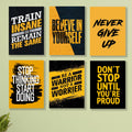 6 Pc Wall Decor Cardboard Phototiles With Double Tape For Back Sticking Motivational Gym Quotes(8*11size)
