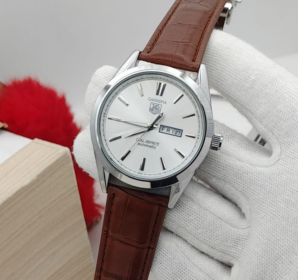 Carrera Calibre 5 - Luxury Swiss Watch With Leather Strap Mens Watch Wrist Watch | Best Quality Men Watch | Best Quality Analog Watch For Men - Without Box