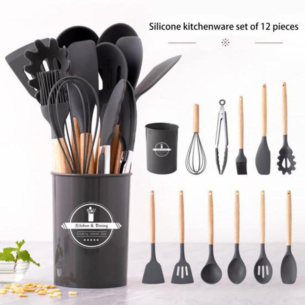 Silicone Utensils set with plastic holder temperature Resistance