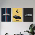 Set Of 3 Sports Cars Wooden Canvas Frames For Wall Decore Sticky Phototiles