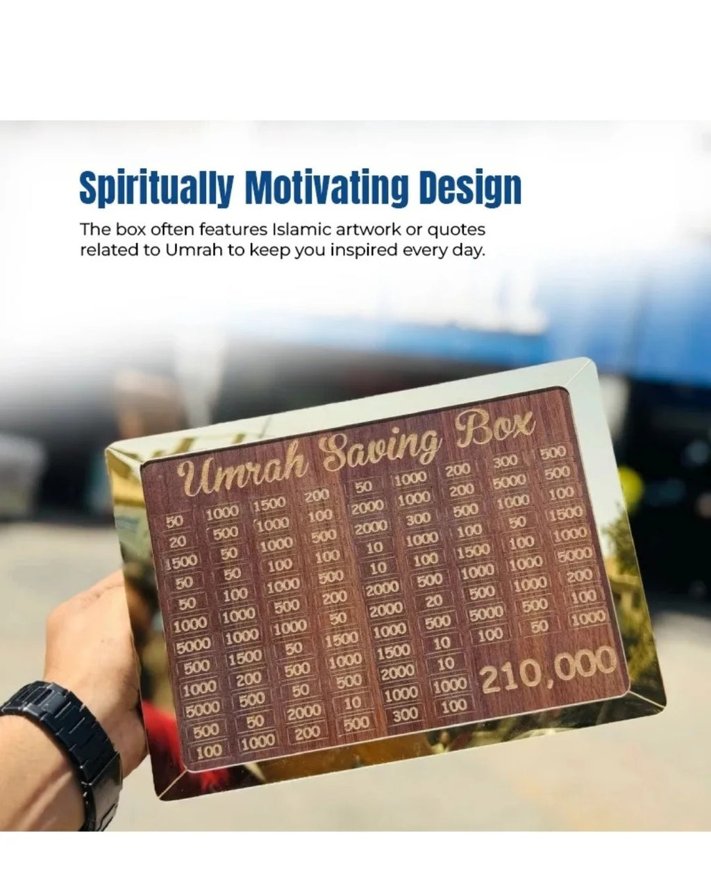 Umrah Saving Box - Box For Umrah Saving |  Umrah Saving Box Wooden Money Box for Umrah - 210,000