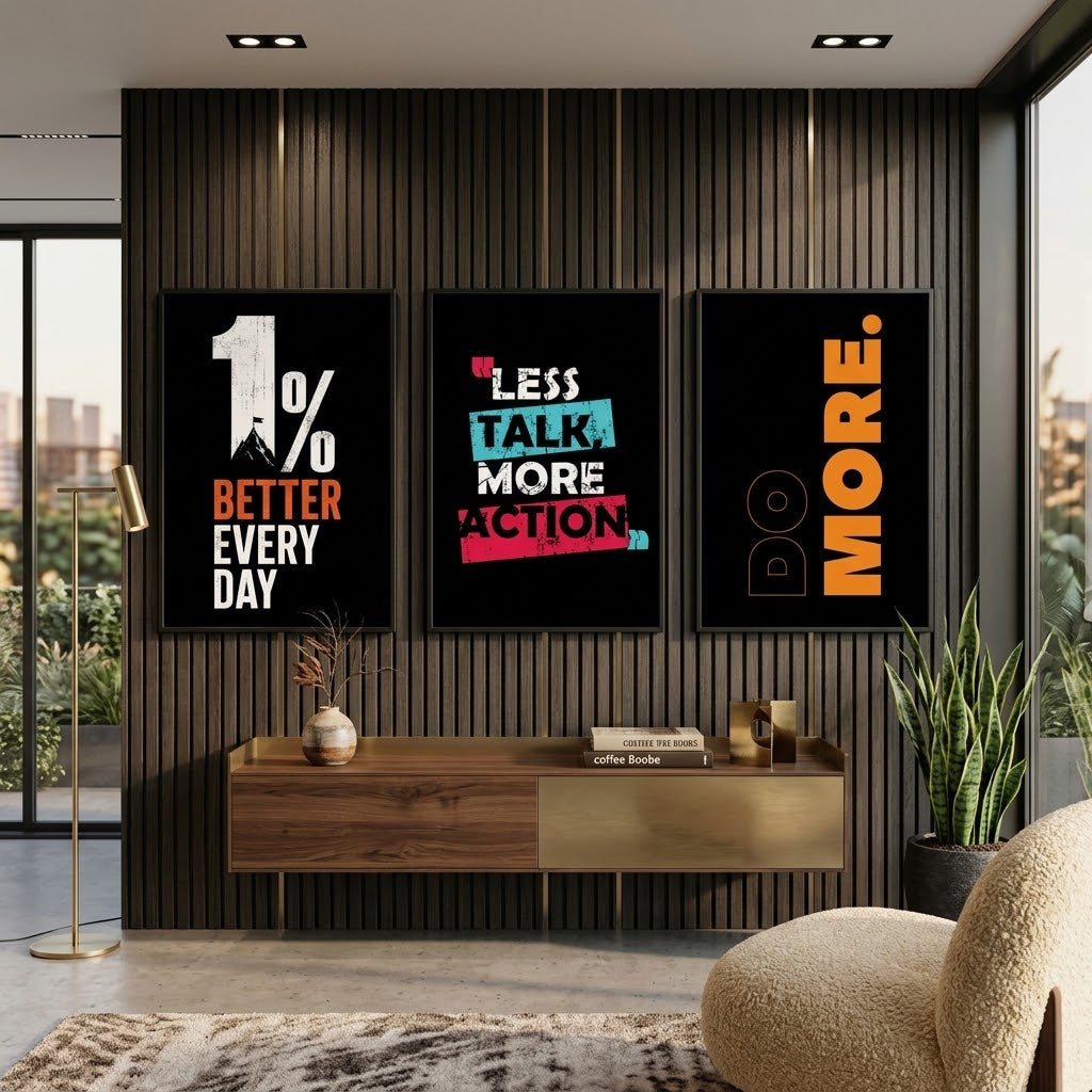 Set of 3 Premium Wall Art Photo Tiles – Home Decor Accessory Designed For Interior Styling And Daily Living Space Routine - Size: 8x11