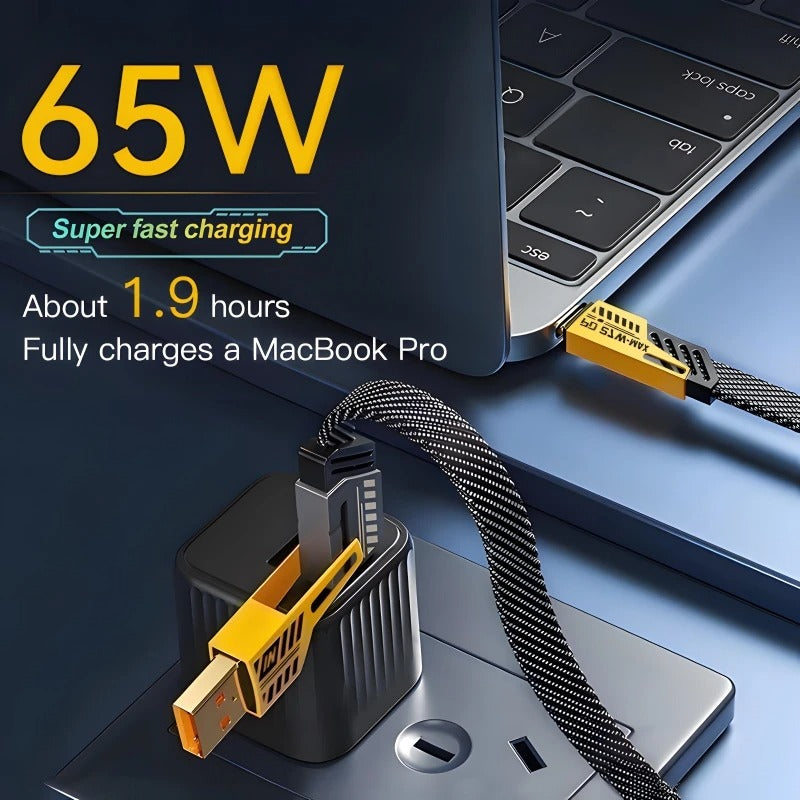 4 In 1 Data Cable – USB-A & USB-C to Lightning, Fast Charging Braided Cable