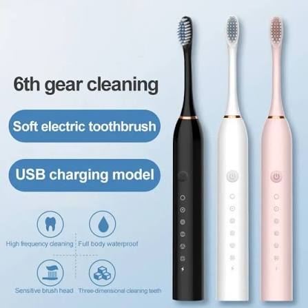 Rechargeable Electric Toothbrush With 2 Extra Heads |  USB Charging Rechargeable Total Washable Electronic Whitening Teeth Brush for Oral Care | Teethbrush