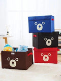 Cute Bear Folding Storage Box with Lid – Collapsible Fabric Clothes & Toy Organizer - Random Color
