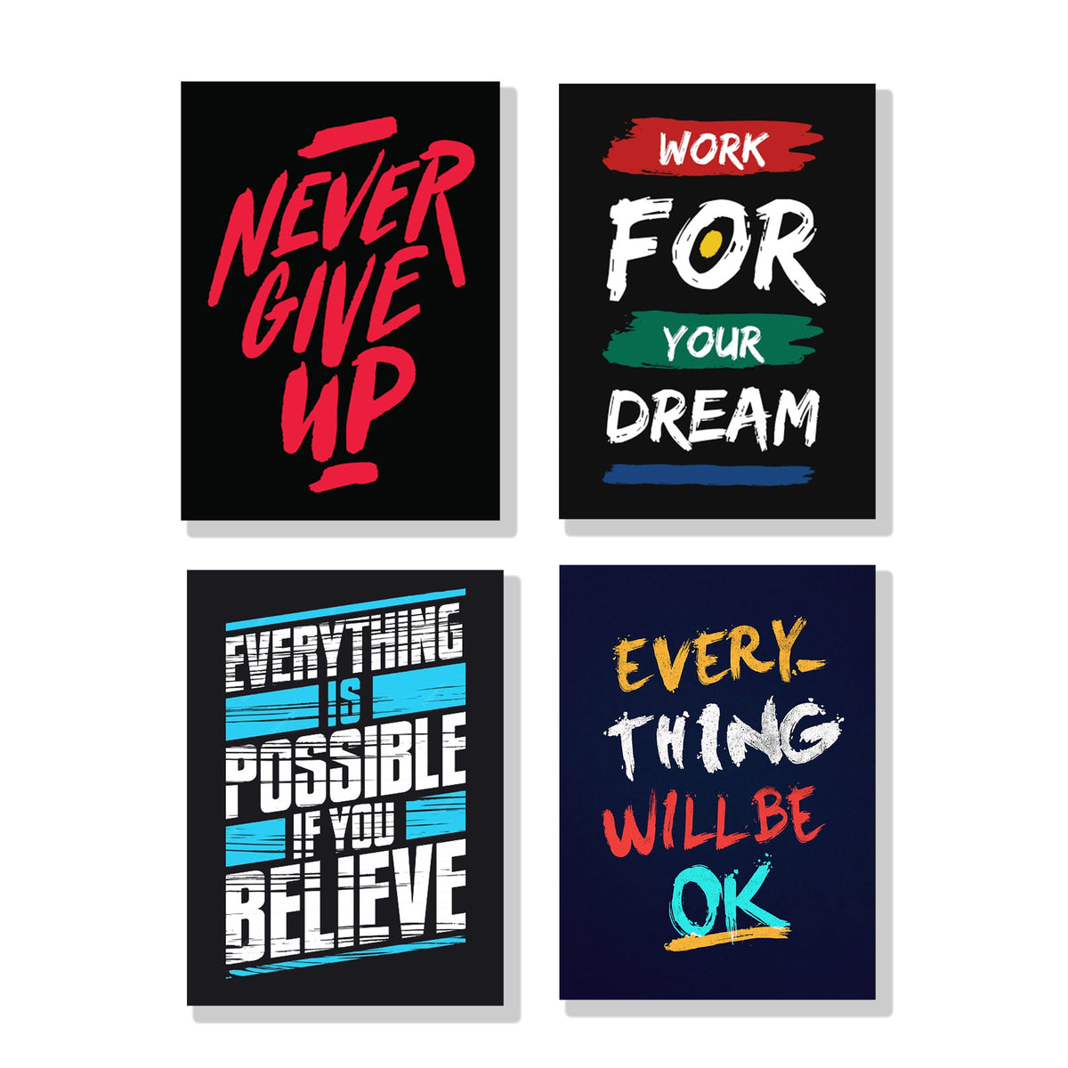 Set Of 4 Motivational Sticky Canvas Frames For Wall Decore Sticky Phototiles For Office And Home Workplace 3251778