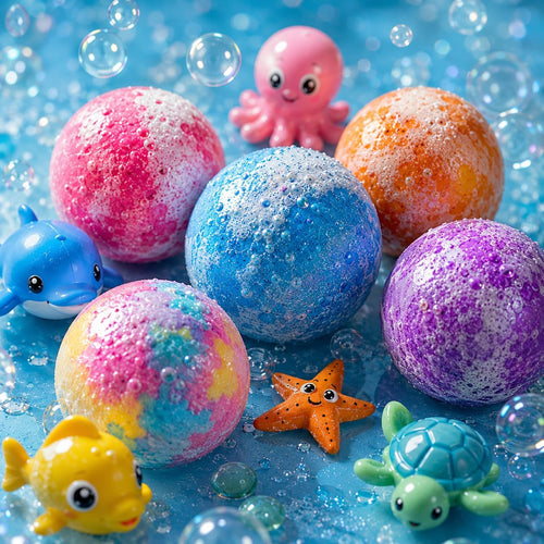1pcs Bath Bombs for Kids Gift Set, Colorful Bath Bomb with Surprise Gift Inside, Ocean Theme Fizzing Tub Fun, Moisturizing Foam for Soft Skin, Cute Toy Filled Bath Time Treat