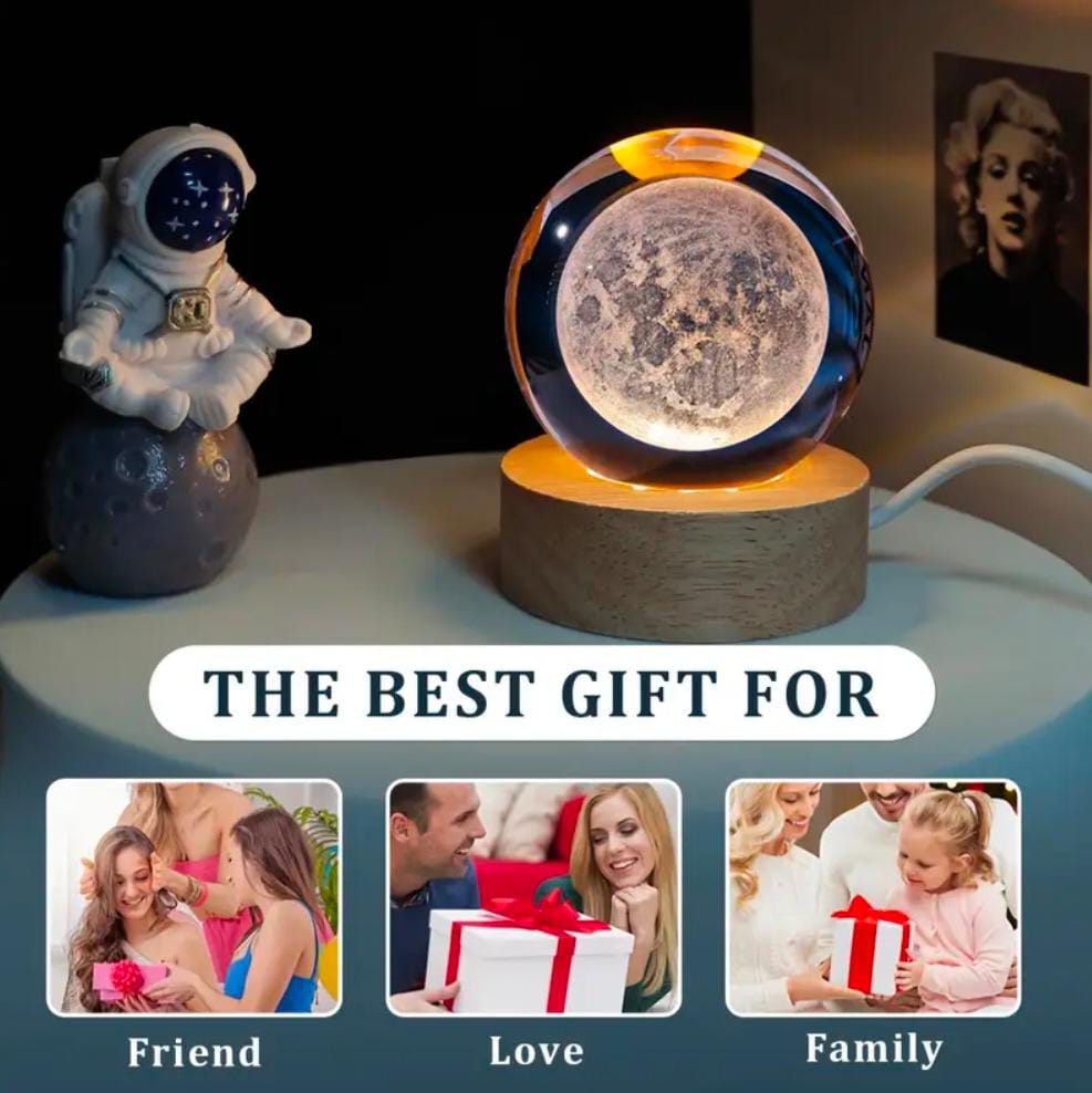 3D Galaxy Crystal Ball Night Light For Kids With Usb Table Colorful Led Wooden Light Base Birthday Gift For Teens Boys And Girls Crystal Ball For Home Decoration Random Design