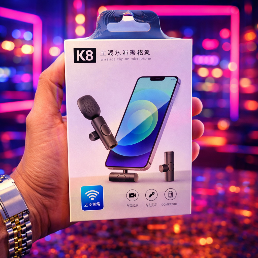 K8 Wireless Collar Microphone 🎤 Type-C Android Supported | Noise Reduction | Vlogging, YouTube & Podcast Mic