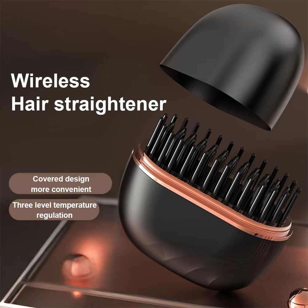 Mini Hair Straightening Comb Wireless Charging Portable Multifunctional Hair Care Styling Comb (Random Color)