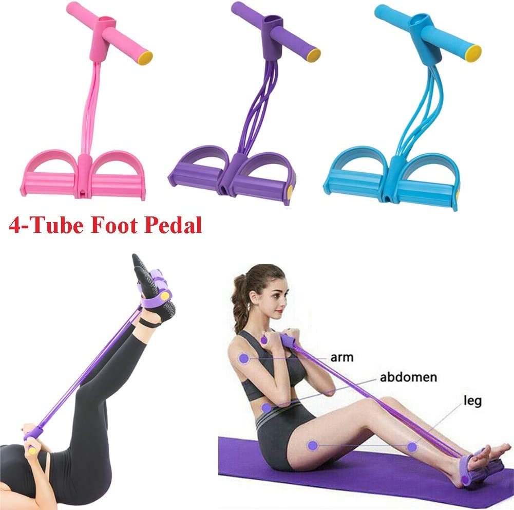 Foot Pedal Resistance Band Elastic Sit Up Pull Rope Yoga Fitness Gym Elastic Pull Ropes Tummy Trimmer Random Color 3247105