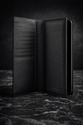 Premium Genuine Leather Long Wallet For Men & Women – 12 Card Slots | Mobile Pocket | Stylish Long Purse - Black