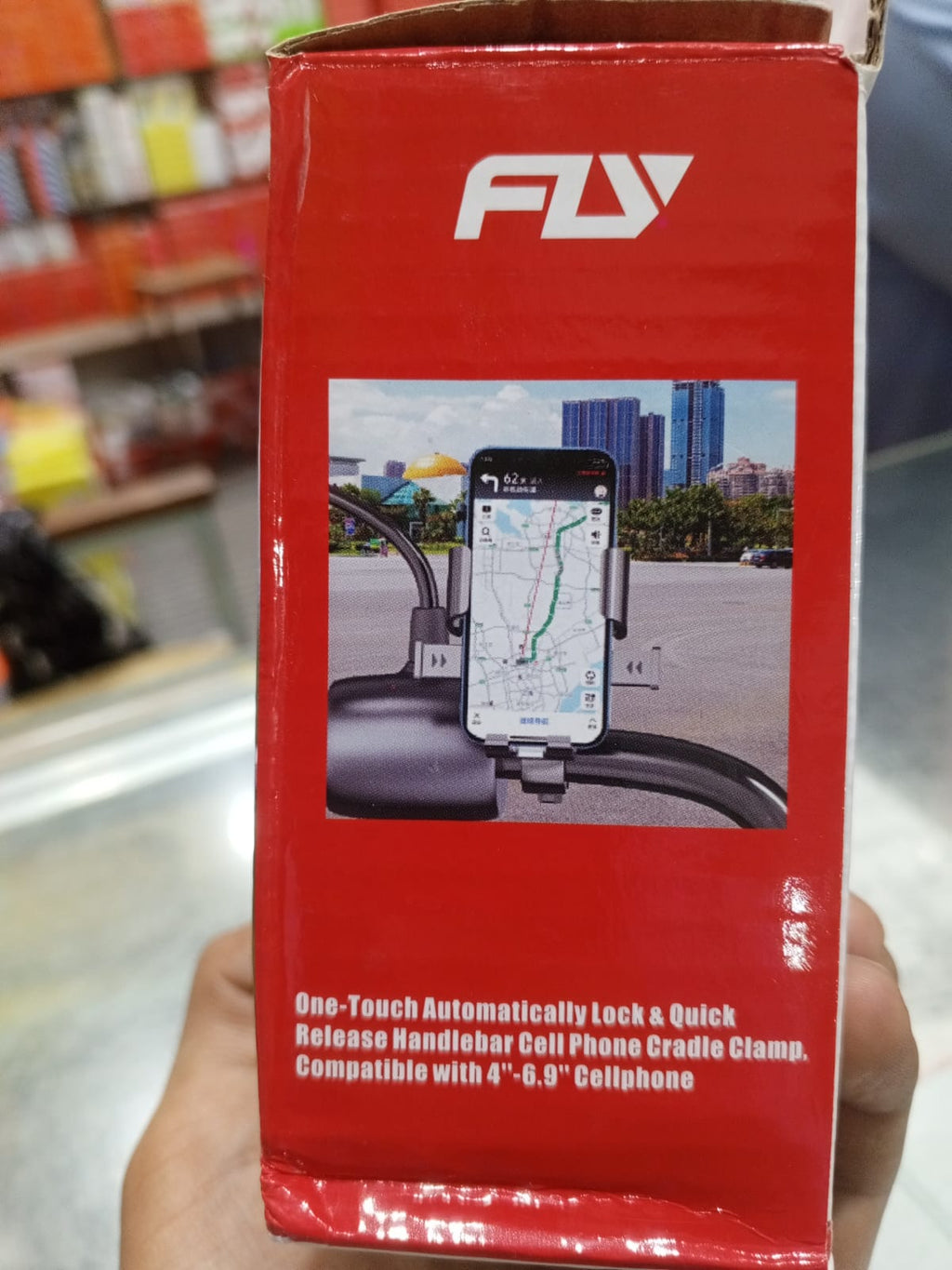 FLY Universal Mechanical Bike & Motorcycle Phone Mount – 360° Adjustable Handlebar Bracket for Bicycles, Scooters & E-Bikes