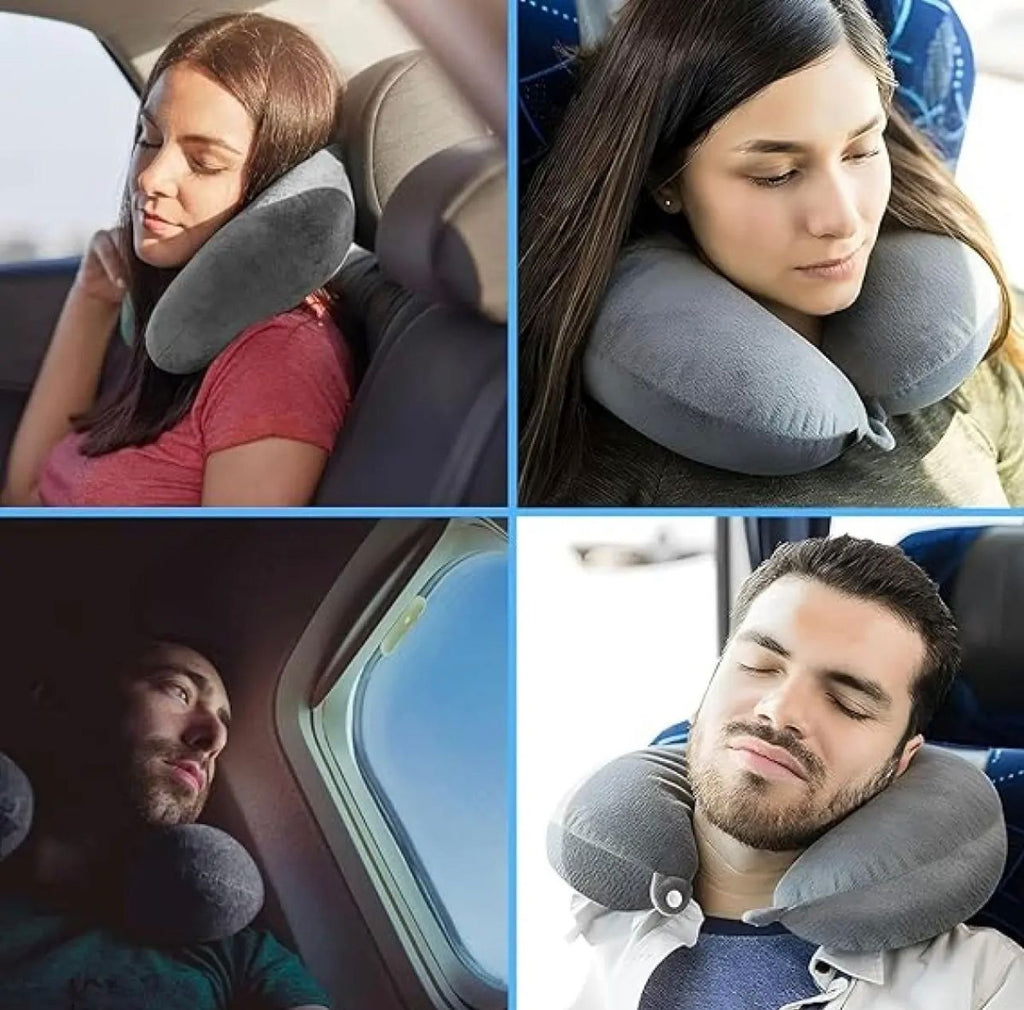 H HOMEWINS 100% Pure Memory Foam Travel Pillow – Soft Neck & Head Support Cushion for Airplane, Car, Home & Office (Random Color)
