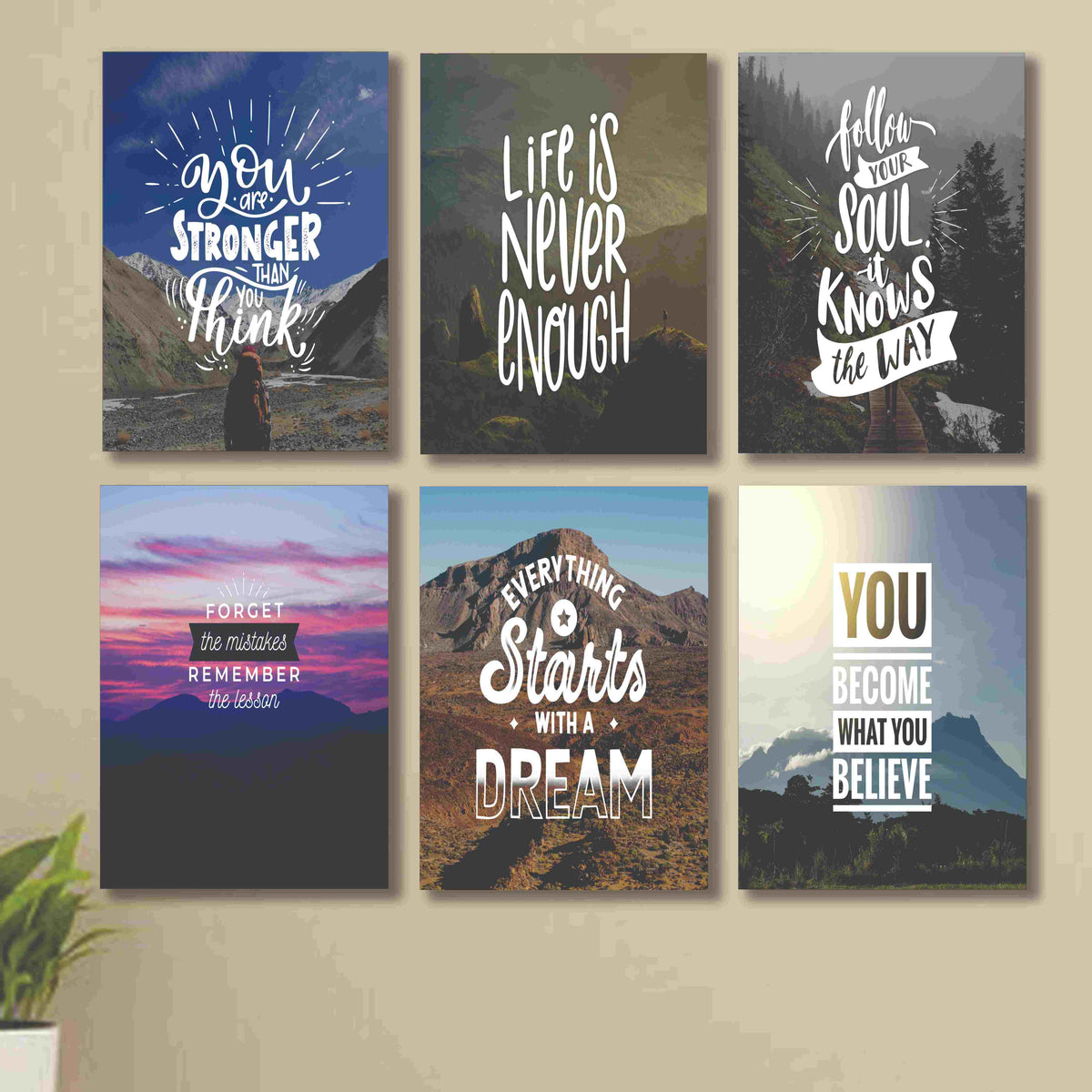 Set of 6 Wall Art Wooden Phototile Frames for Wall Decor