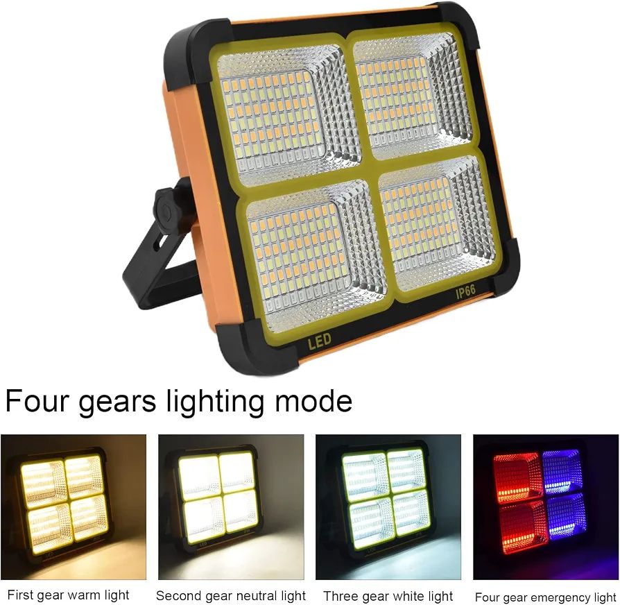 Portable 300W Solar Powered LED Work Light IP66 Waterproof