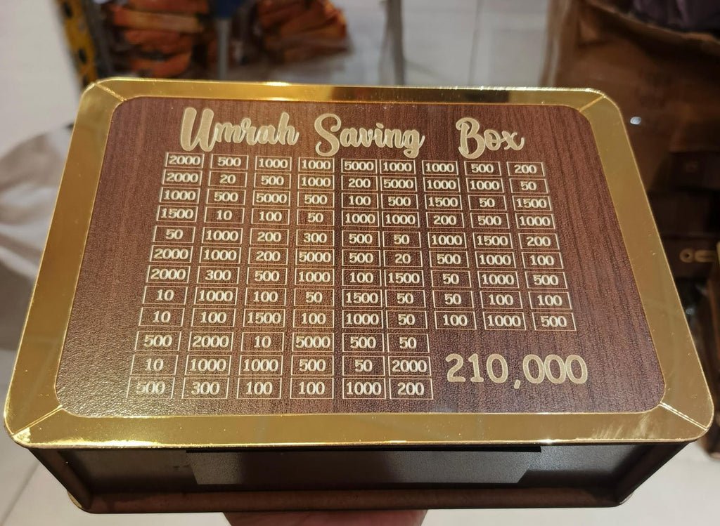 Umrah Saving Box - Box For Umrah Saving |  Umrah Saving Box Wooden Money Box for Umrah - 210,000