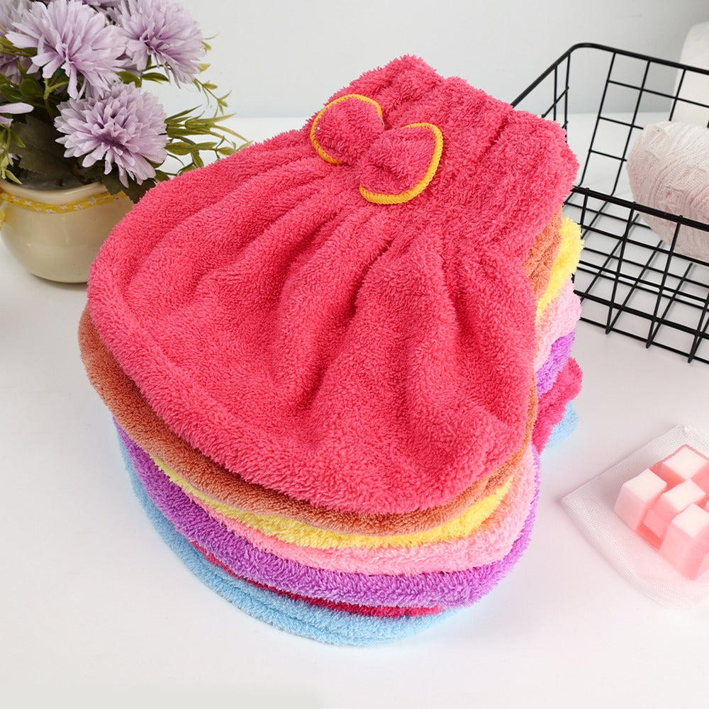 Soft Microfiber Flower Cap Towel for Women – Quick Dry Hair Wrap with Cute Bow Design, Super Absorbent Shower & Bath Turban for Smooth, Frizz-Free Hair (Random Color)