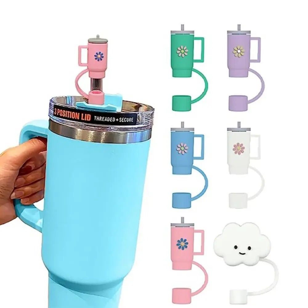 Buy 1 Get 1 Free – Cartoon Silicone Straw Plug Set | Splash-Proof, Airtight, Reusable Straw Covers for Stanley Cups, Tumblers & Bar Accessories
