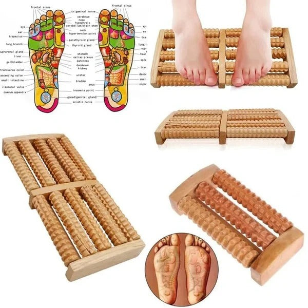 Traditional Wooden And Plastic Sticks Roller Foot Massager Durable Natural Wood Design For Relaxation Stress Relief And Improved Blood Circulation