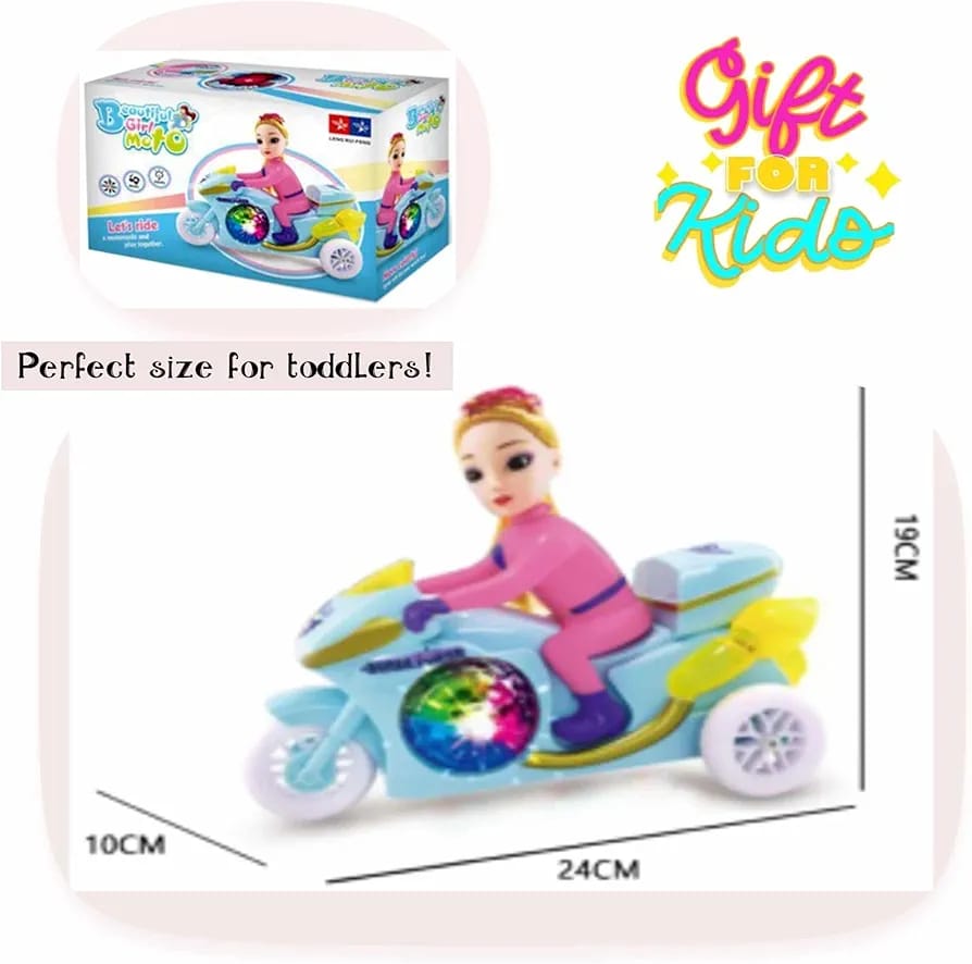 Princess Motorbike Toy With Lights Music And Dolls Pretend Playset Bump N Go Vehicle For Girls Kids Age 3 Plus (Random Color)