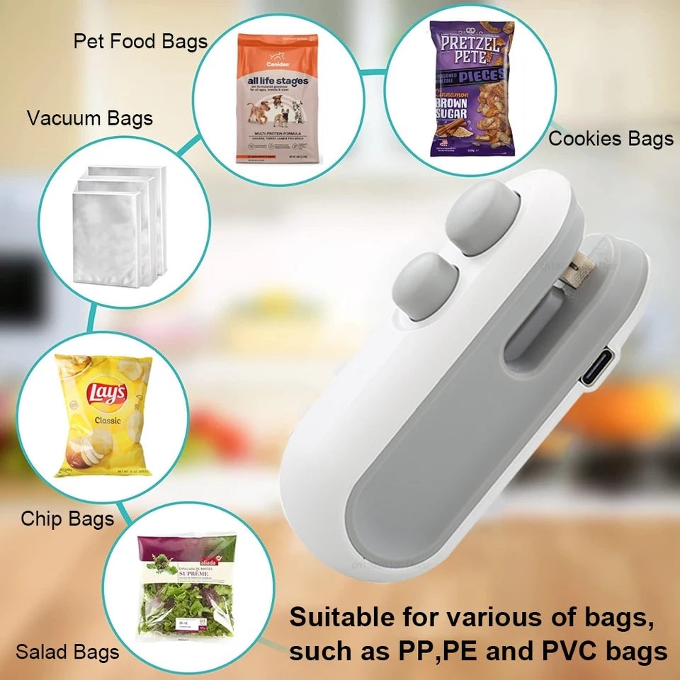 Portable Heat Sealer Machine for Food Bags – USB Rechargeable