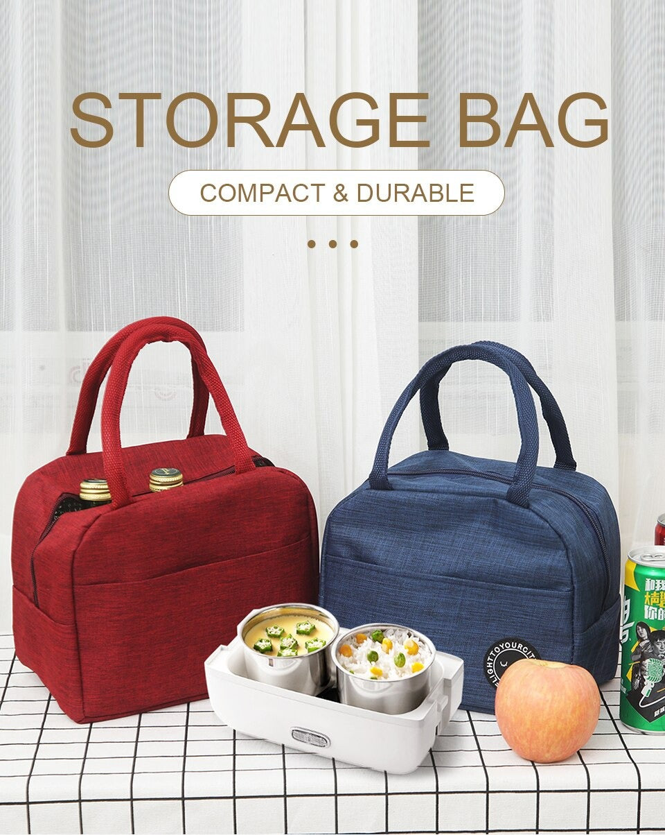 Portable Thermal Insulated Lunch Bag – Stylish And Durable Lunch Box Tote Cooler For Women, Perfect For School, Office, Outing, And Picnic (Random Color)
