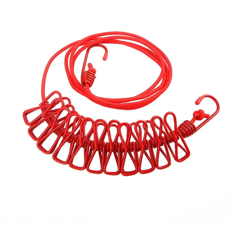 Hang 185Cm Portable Clothesline With 12 Clip Elastic Windproof Eco Friendly For Travel Home Use After Stretching It Become 5 Mtr 1173999