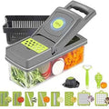 16-In-1 Multifunctional Vegetable Chopper & Slicer With Colander Basket And Storage Container – Heavy-Duty Food Cutter & Dicer For Onion, Potato, Carrot, Garlic & More