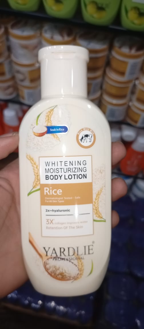 Yardlie Professional Whitening Moisturizing Body Lotion with Rice, Hyaluronic Acid, and Collagen: Intense Hydration and Brightening Care