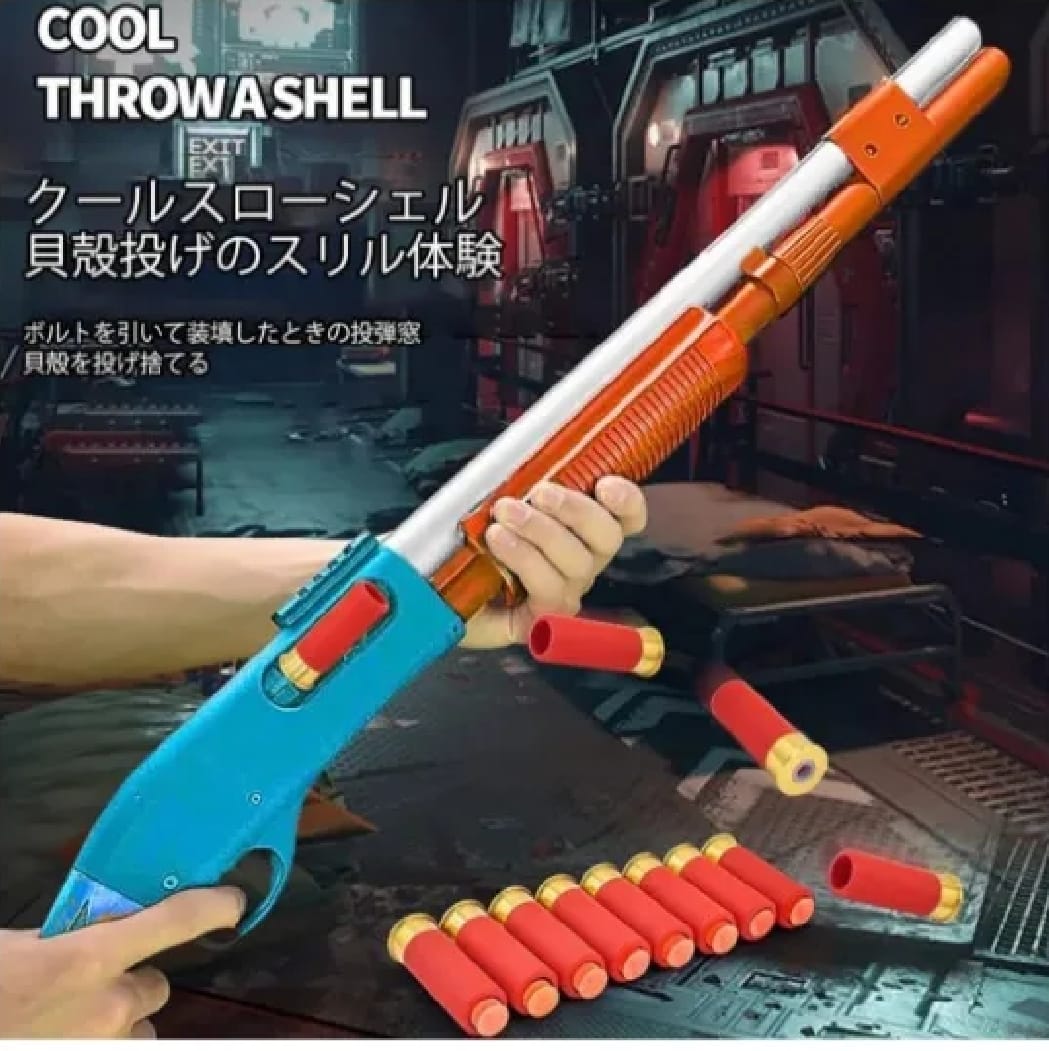 Soft Dart Shell Ejecting Shotgun Toy | Stylish Plastic Blaster | Safe for Kids | 24x7 Inches