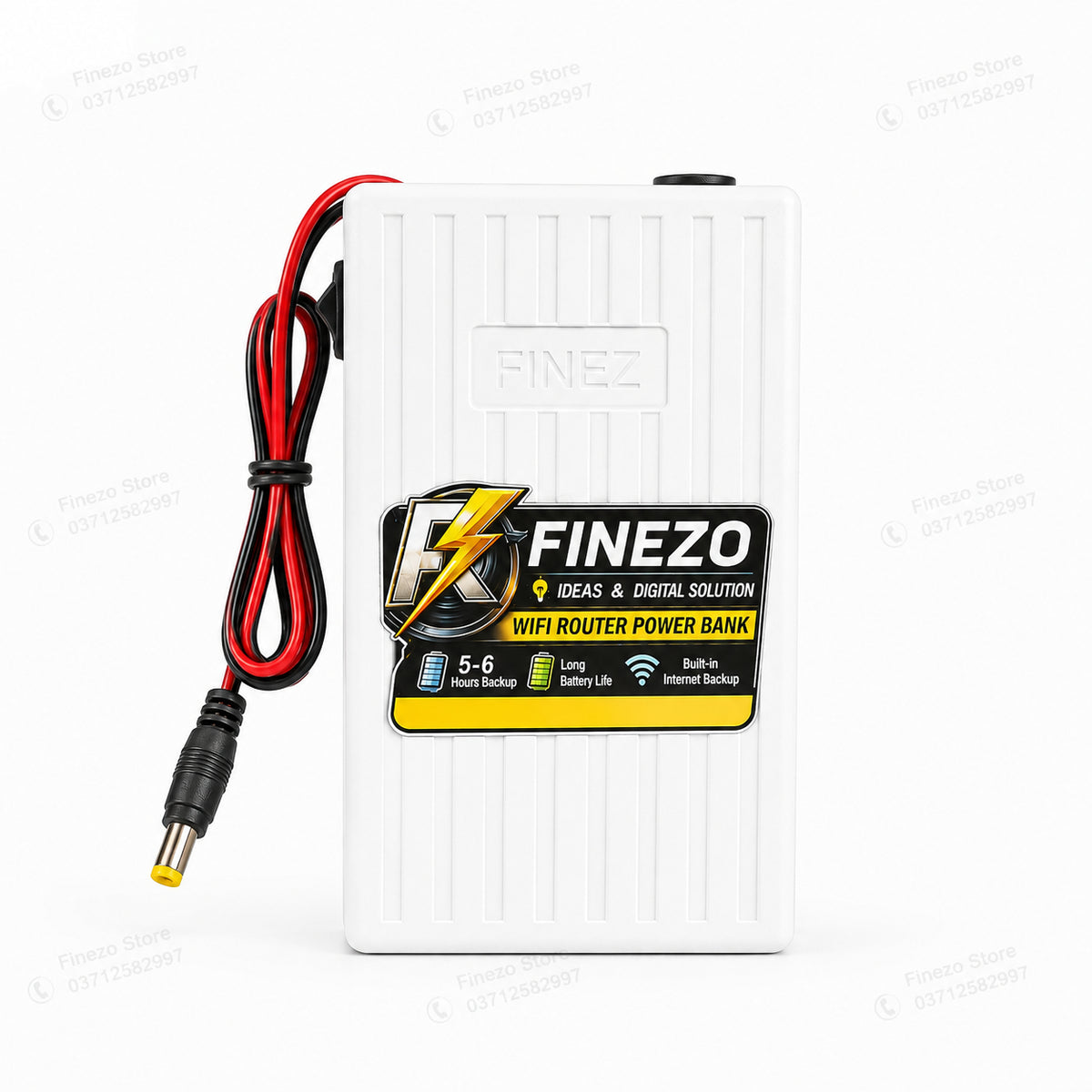 Finezo 12V WiFi Router Power Bank 12000mAh – Mini UPS with 5-6 Hours Backup