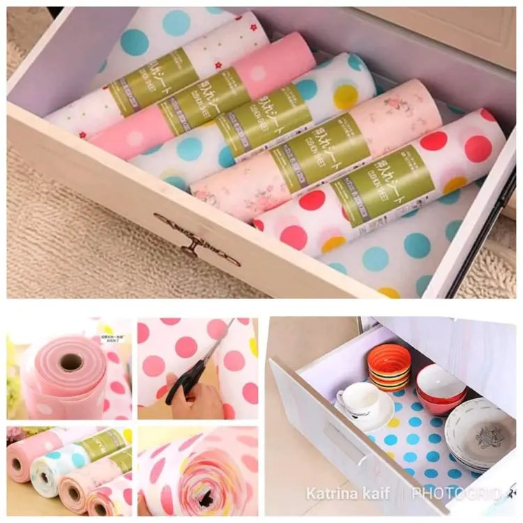 Non Slip Kitchen Printing Antibacterial Cabinet Plastic Foam Household Wardrobe Moisture Drawer Mat Shelf Sheets 45X200 Random Color