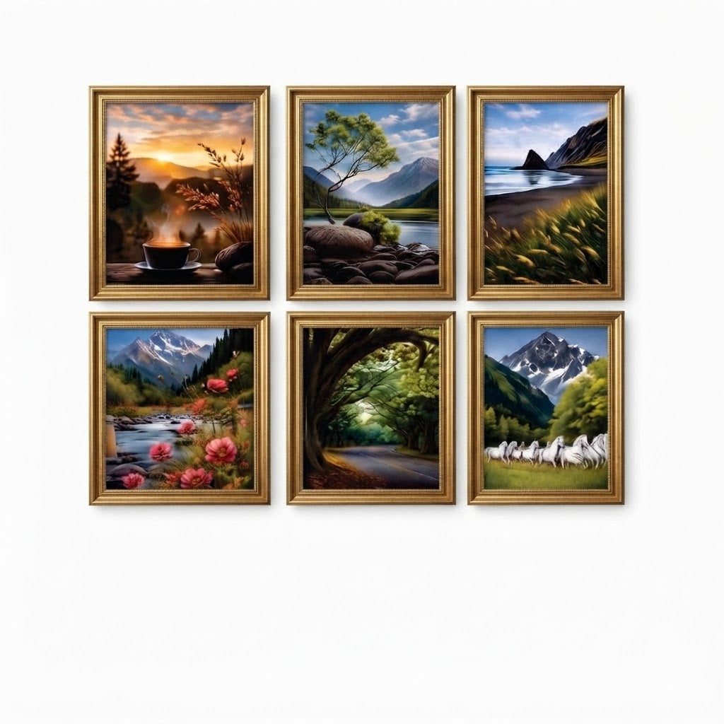 Set of 6 Premium Wall Art Photo Tiles – Modern Home Decor Sets 8x11