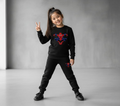 Kids Spider-Man Printed Black & Black Tracksuit Set | Winter Fleece Sweatshirt & Trouser Outfit for Boys & Girls – Warm & Trendy small