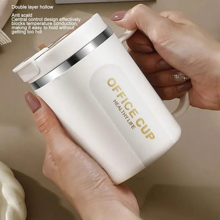 Stainless Steel Coffee Mug | Insulated | Anti‑Slip Bottom | With Spoon | Office & Home Use