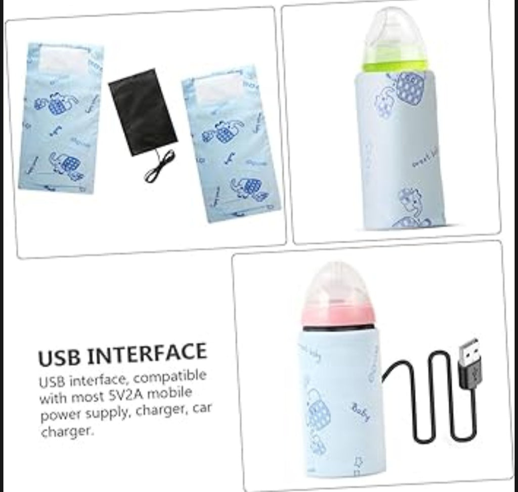 Portable USB Baby Bottle Warmer – Universal Insulated Milk Heater Sleeve for Travel and Home Use (Without Feeder)