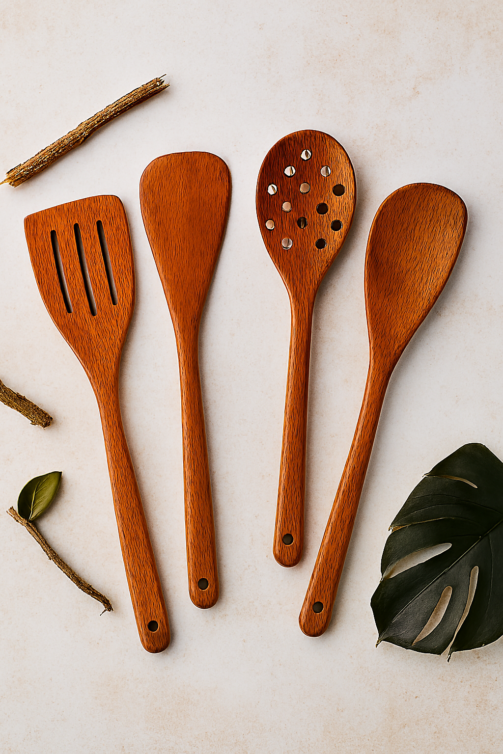 Pack Of 4 Wooden Spoon Set Light Brown Kitchen Tools Gadgets Kitchen Essentials For Daily Meal Preparation Suitable For All Types Of Cooks From Beginners To Experts