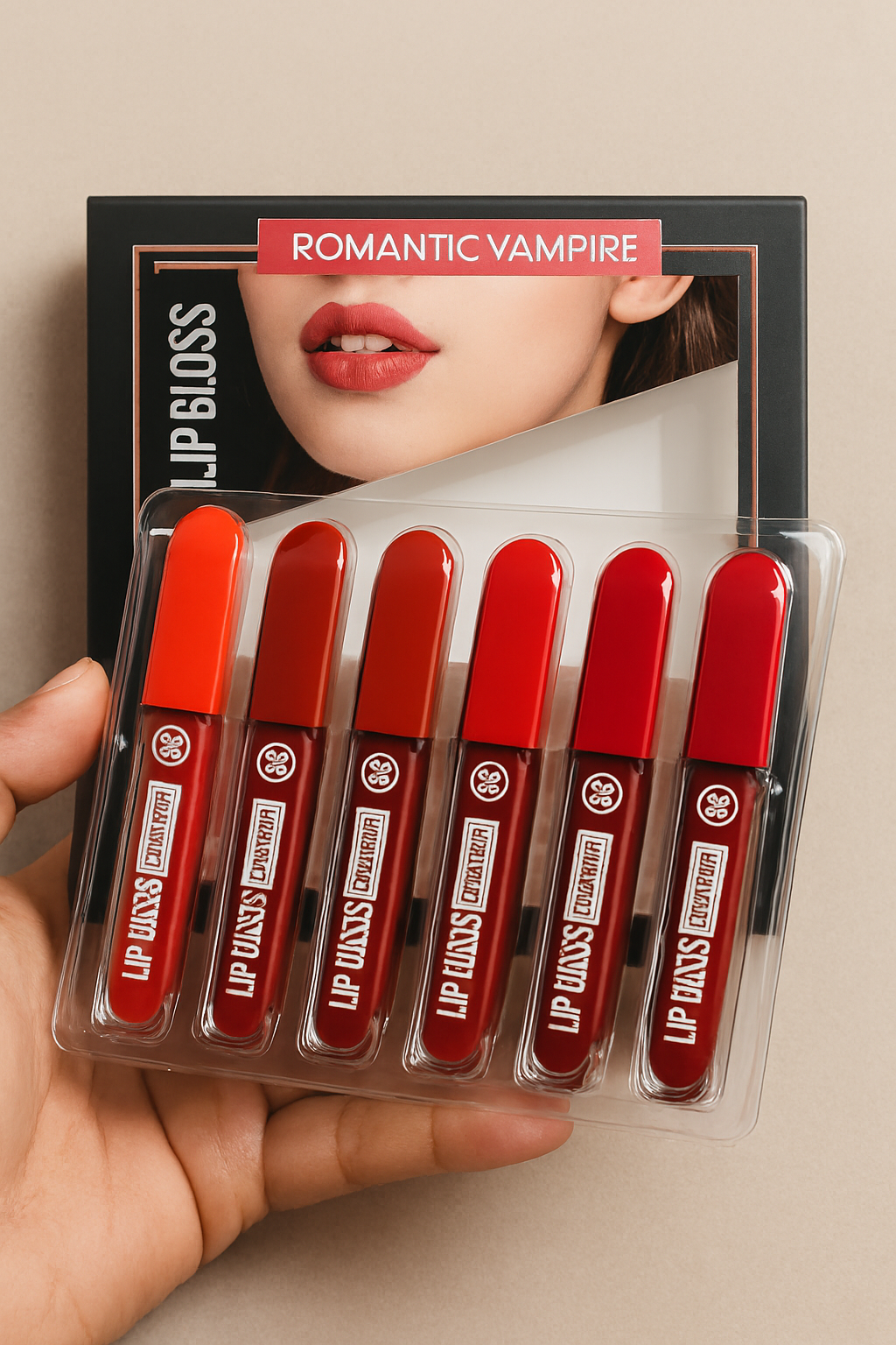 Romantic Empire Matte Lipgloss Set Of 6 High Pigment Long Lasting Liquid Lip Gloss Shades Of Red Collection