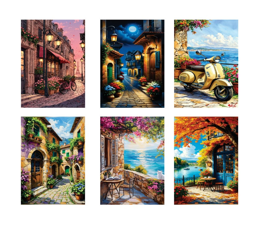 Pack Of 6 Sticky Wooden Canvas Frames For Wall Decore Aesthatic Art / Sticky Phototiles For Room Wall Decoration