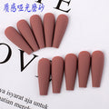 24Pcs O Two O Brown Matte Nails With Accessories