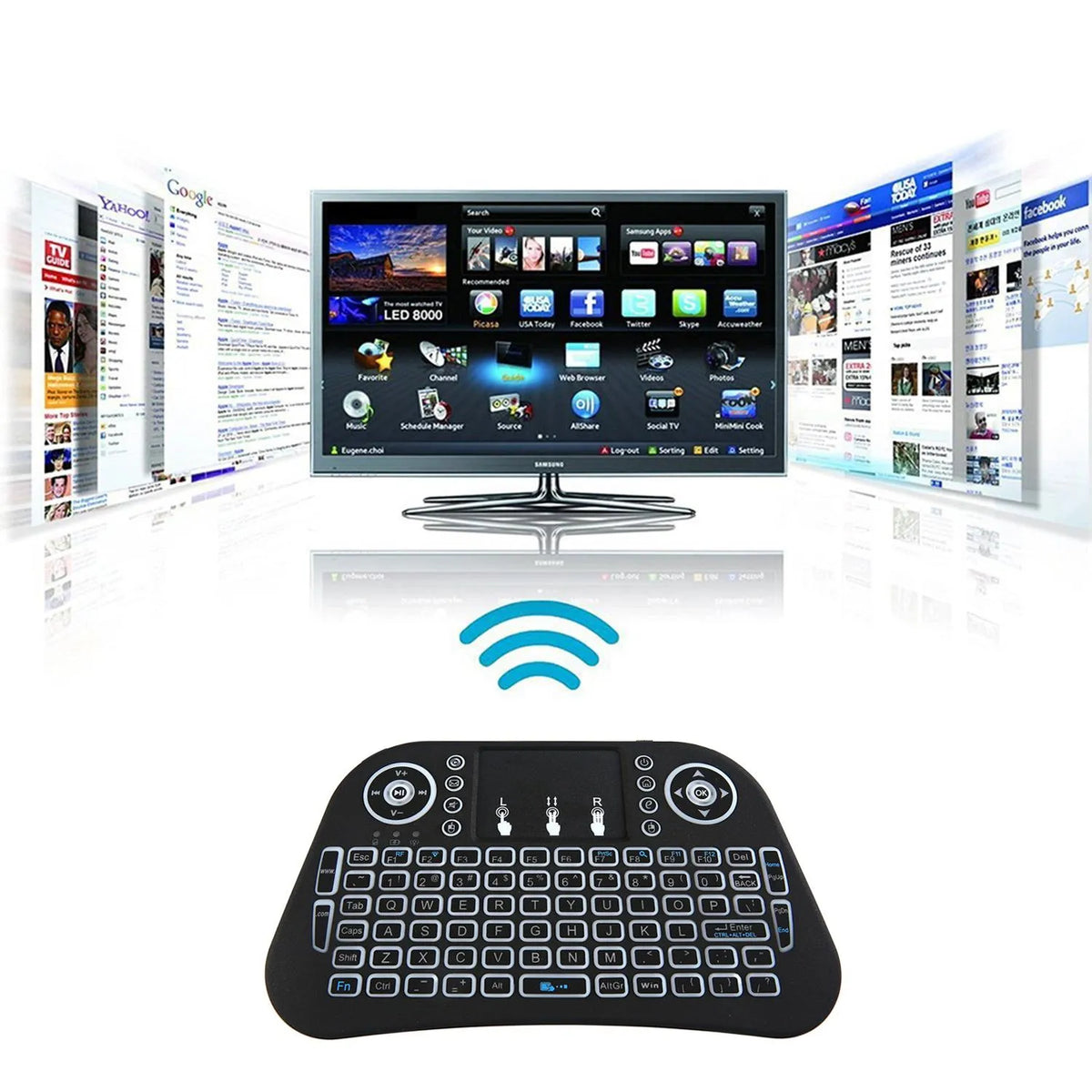 I10 Mini Wireless Bluetooth 7 Color Backlit Light 2 4Ghz Air Mouse With Touchpad