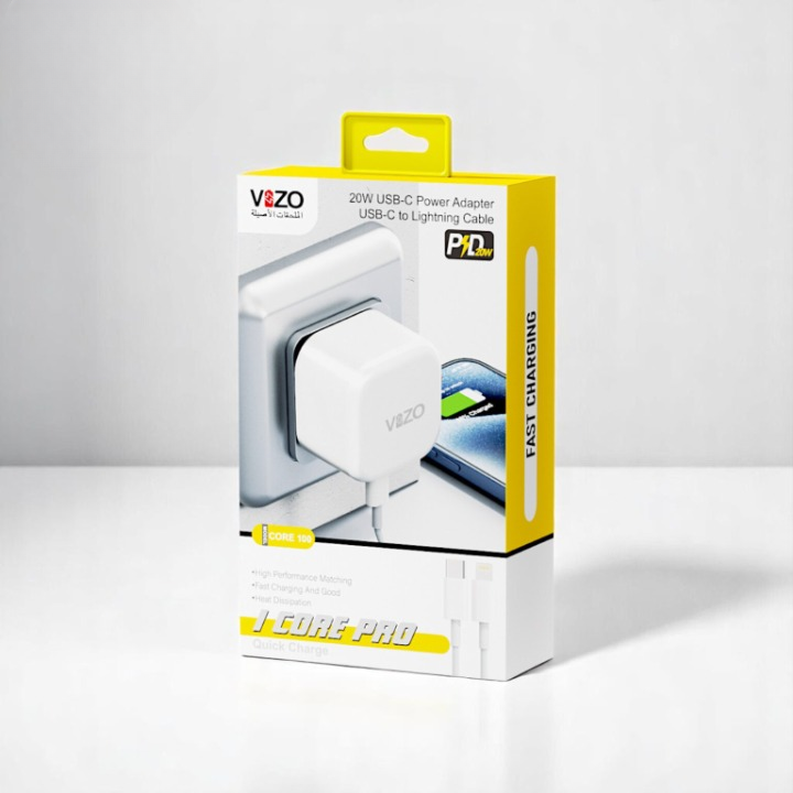 iCore Pro – Premium 3-Pin iPhone Charger with Original Lightning Cable | Best Quality iphone Charger | Vizo iCore Pro - IOS Charger