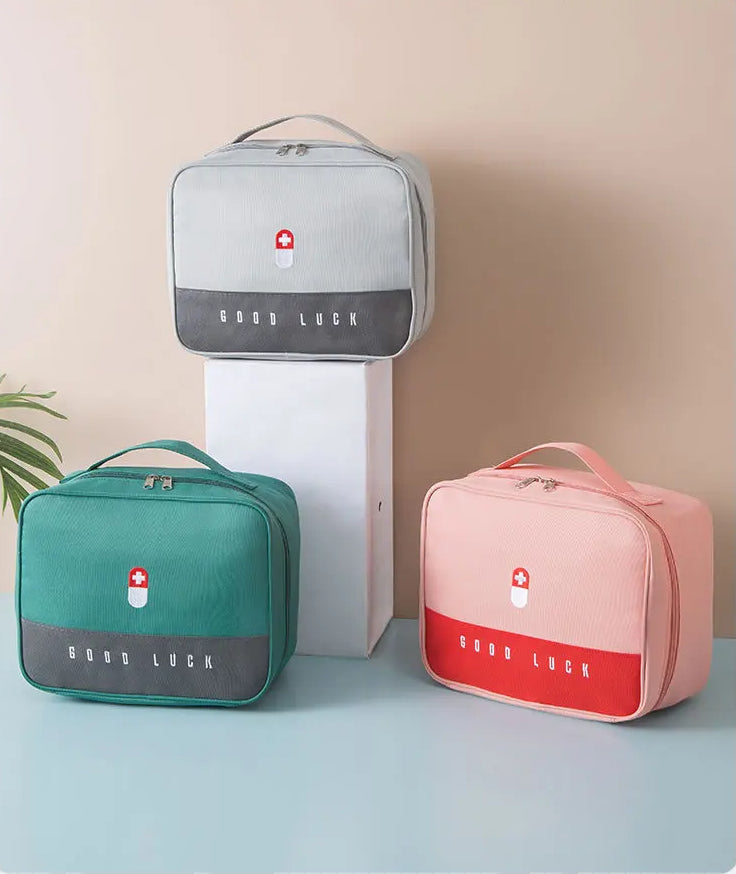 Empty Medicine Pills Storage Box Organizer First Aid Kit Medicine Bag Portable Waterproof Outdoor Travel Random Color