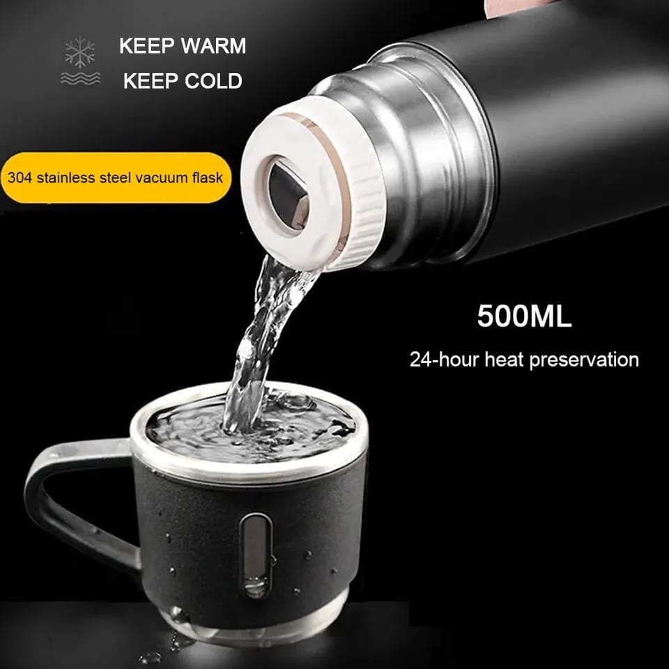 Stainless Steel Vacuum Flask Set 500Ml With 2Cups Random Color 1998211