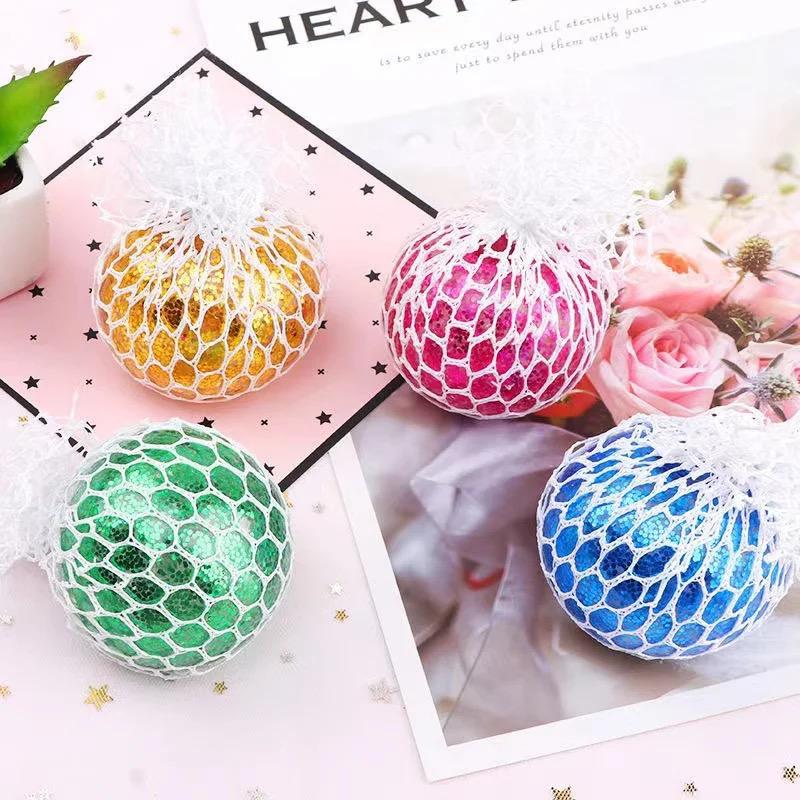 Fidget Squeeze Anti Stress Mesh Squishy Ball Squeeze Grape Ball Pack Of 3Random Color