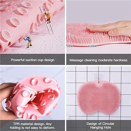 Shower Foot Amp Back Scrubber Mat Wall Stick Suction Silicone Bathroom Scrubber Random Color