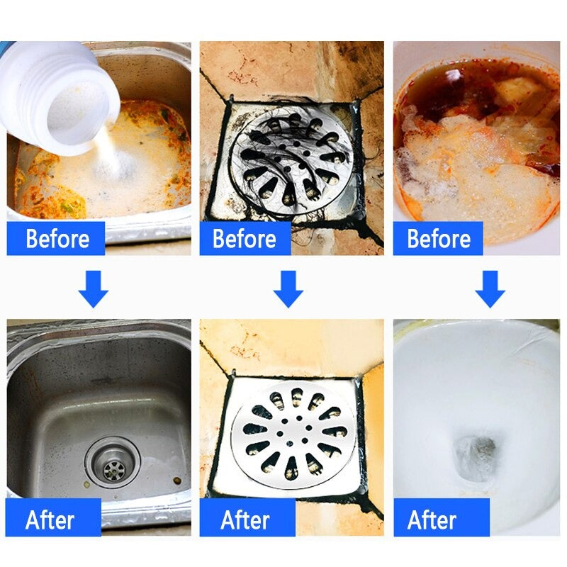 Powerful Toilet Sink Clog Remover Drain Cleaner Powder Pipe Quick Foaming Pipeline Dredger Toilet Clogging Dredging Powder Drain Pipe Dec Logger Pipeline Dredger 100G