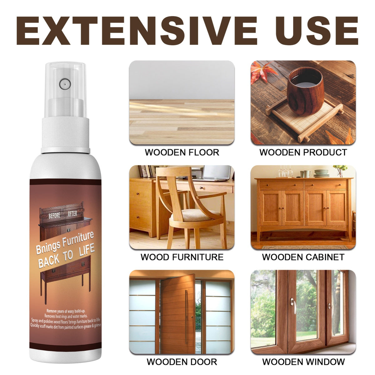 250Ml Natural Micro Molecular Spray Multipurpose Beeswax Furniture Polish Spray For Wood Polish Furniture Care Bee Wax Spray Essential Oil Wax